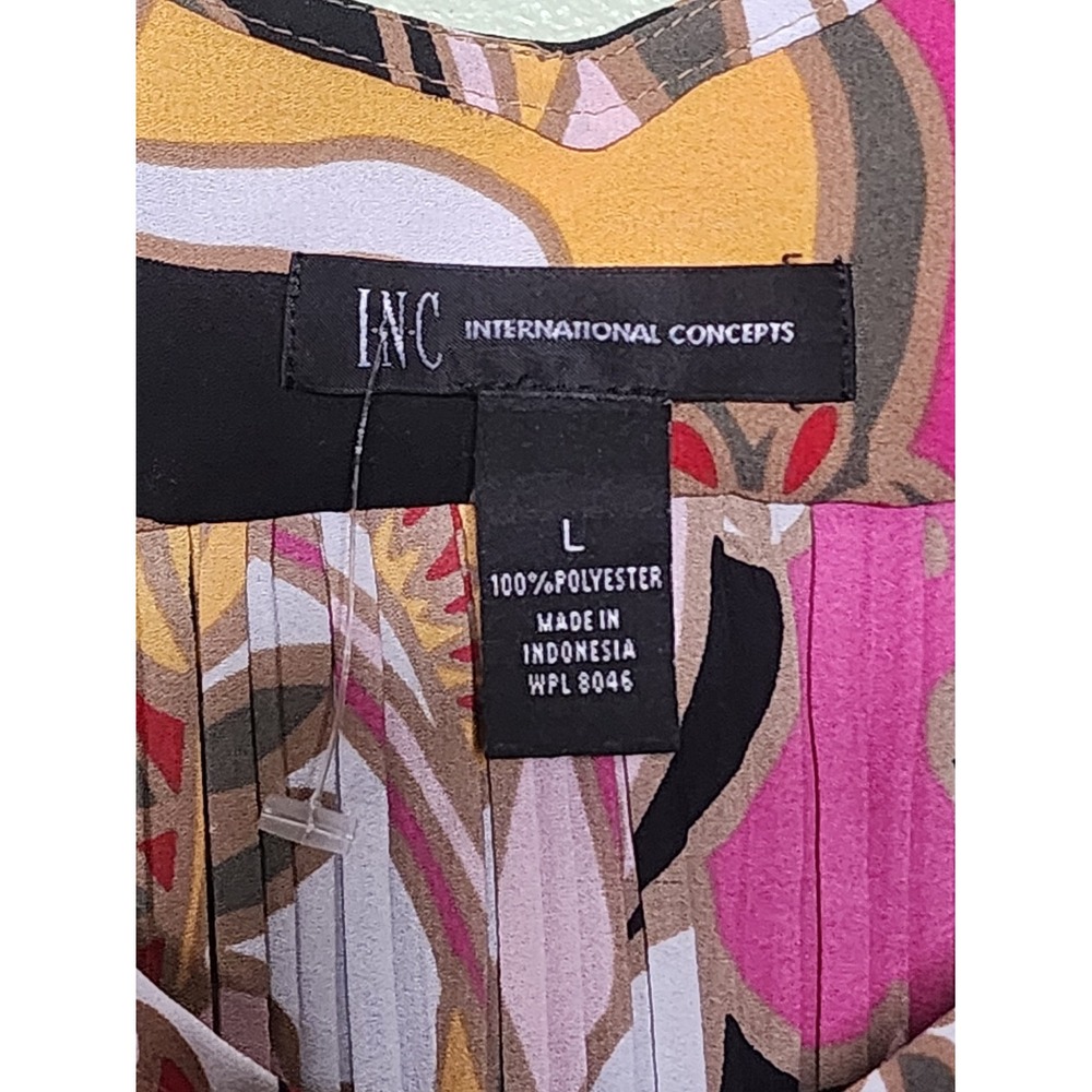 INC Pleated Cami Tank Top Strappy Floral L Multicolor Festival Summer - Picture 4 of 7